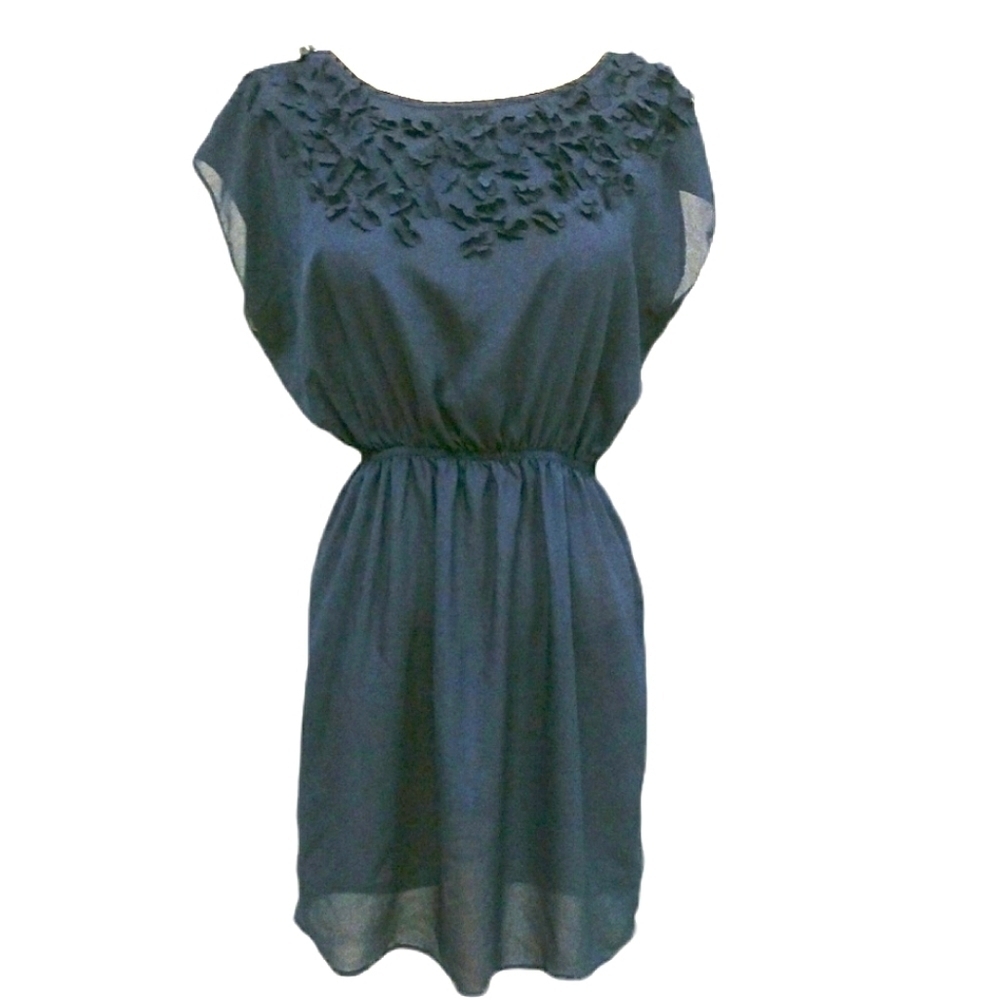 One Clothing 3D Flower Detail Navy Sheer D…